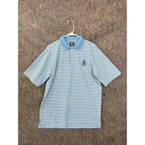 Foot Joy Polo Shirt Men’s Size Large Golf The Mill River Club Blue White Striped